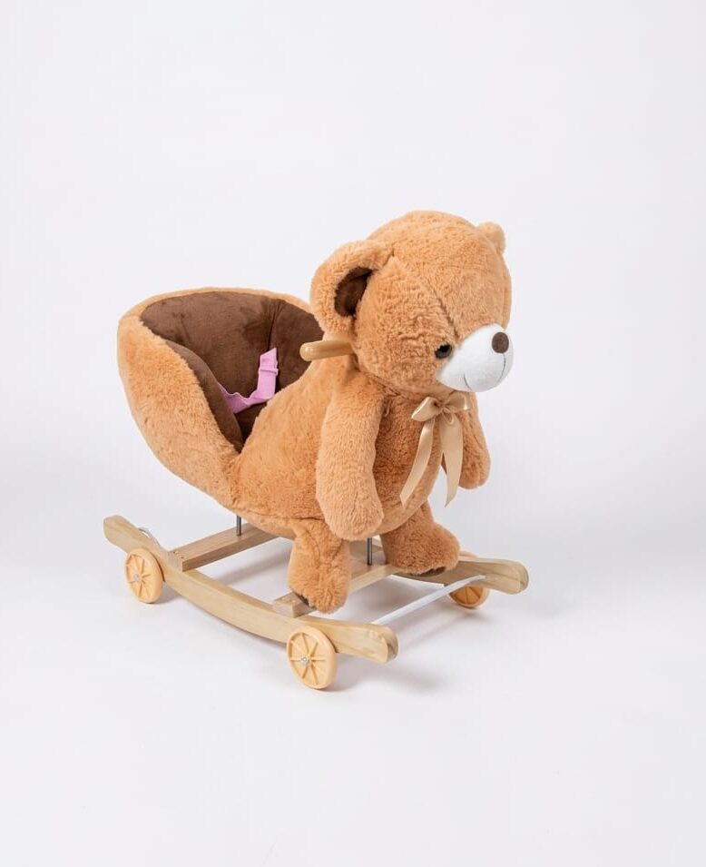Bascule ours en peluche PlayTo avec mélodie et roulettes – pour enfants dès 18 mois