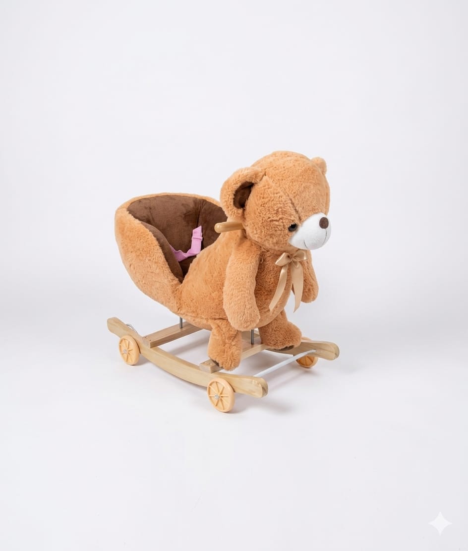 Bascule ours en peluche PlayTo avec mélodie et roulettes – pour enfants dès 18 mois