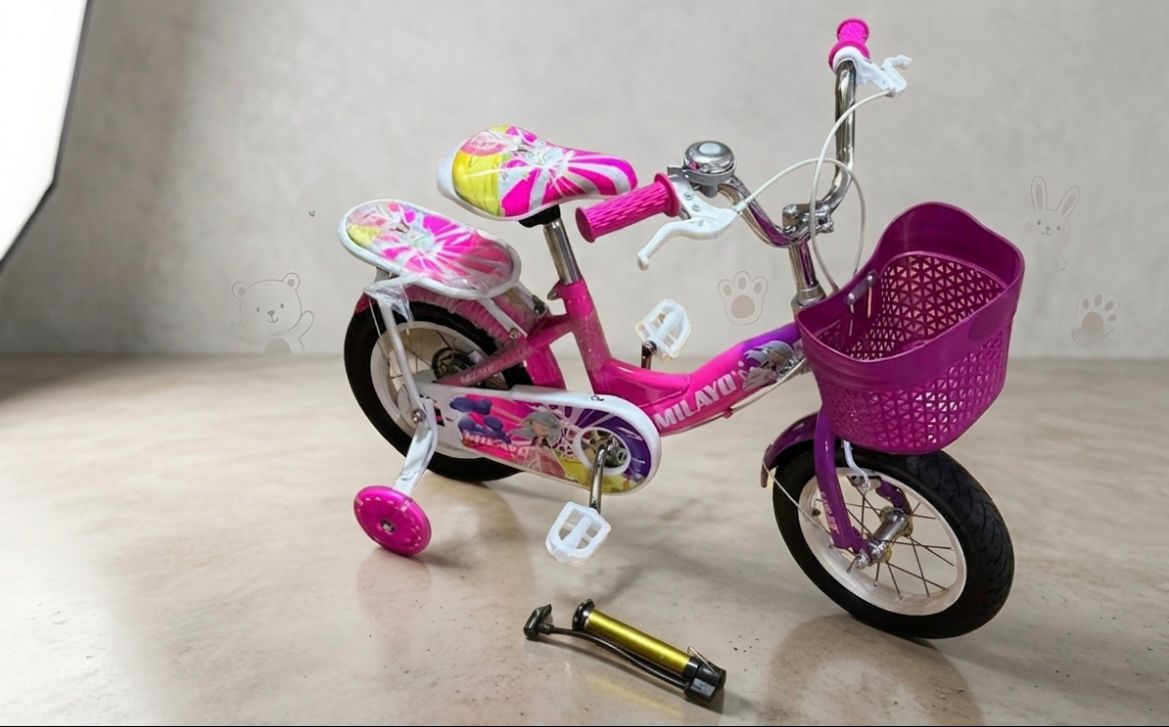 Vélo Enfant Milayo KQ-10 – Avec Roues Stabilisatrices & Panier Avant Apprentissage Facile