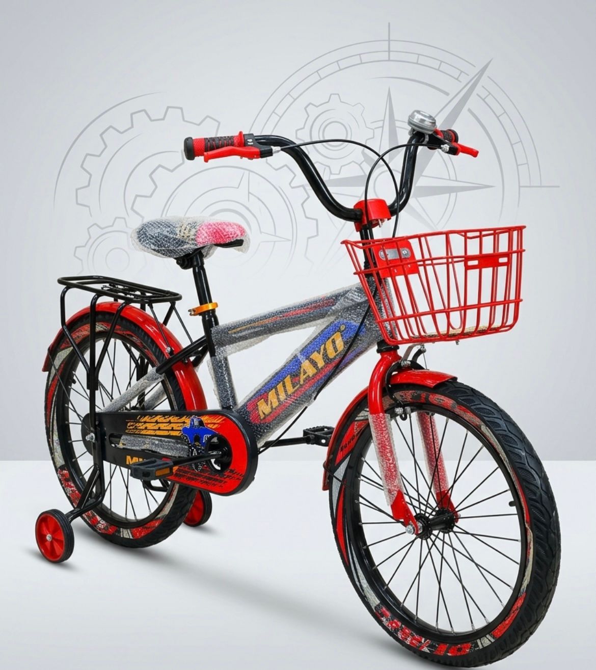 Vélo Enfant Milayo – Avec Roues Stabilisation, Panier & Porte-Bagages