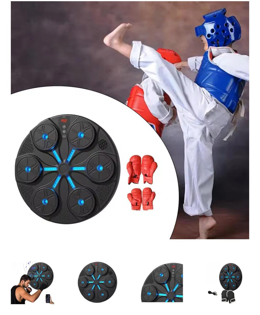 Machine de Boxe Musicale Bluetooth LED – Entraînement Interactif Murale avec Capteurs Intelligents