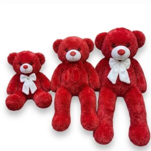 Peluche Ours Géant Rouge – Grand Ours Doux avec Nœud Papillon Cadeau Romantique