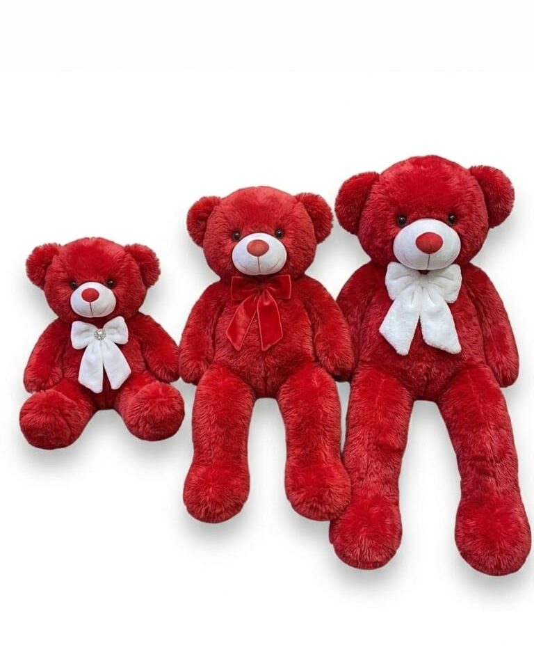 Peluche Ours Géant Rouge – Grand Ours Doux avec Nœud Papillon Cadeau Romantique