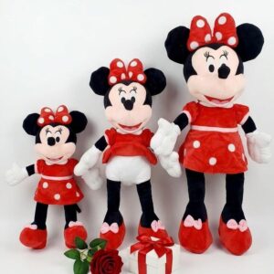 Peluche Minnie Mouse Douce – Jouet Disney avec Robe à Pois et Nœud
