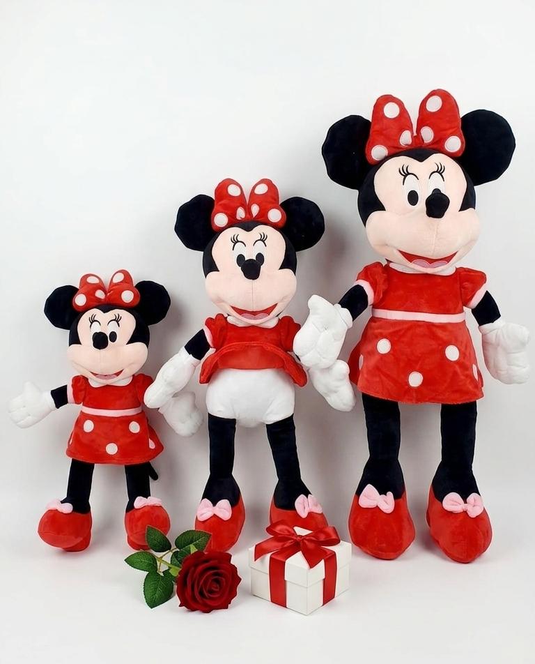 Peluche Minnie Mouse Douce – Jouet Disney avec Robe à Pois et Nœud