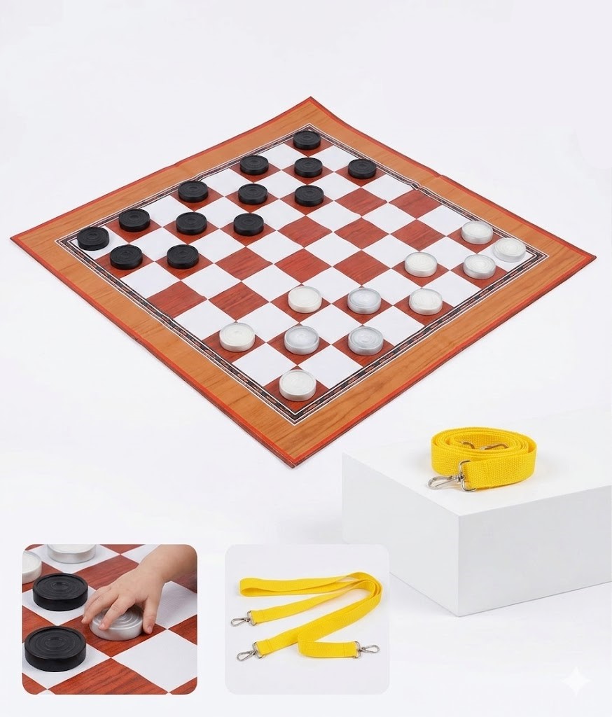 Jeu De Dames Geant Et Echecs Tian Xin Enfant – Plateau 70x54 Cm Jeu Strategie Familial 3 Ans