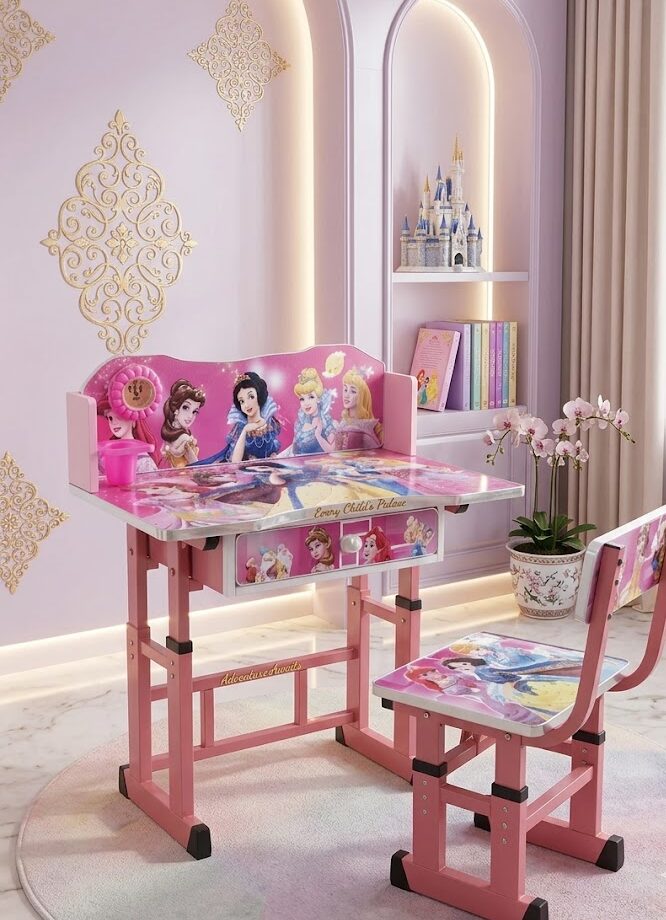 Bureau Enfant avec Chaise – Pack Scolaire Disney Princess Ergonomique & Féérique