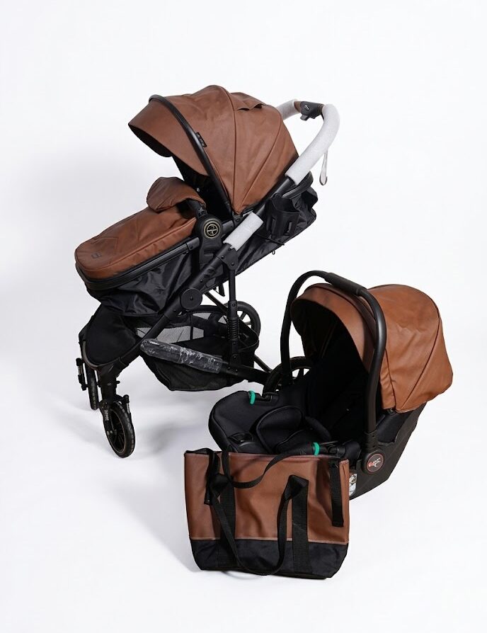 Poussette Burbay – Système de Voyage 3-en-1 avec Siège Auto et Sac à Langer