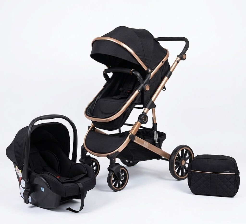 Poussette Combinée Burbay  – Ensemble Voyage avec Nacelle, Siège Auto et Sac à Langer