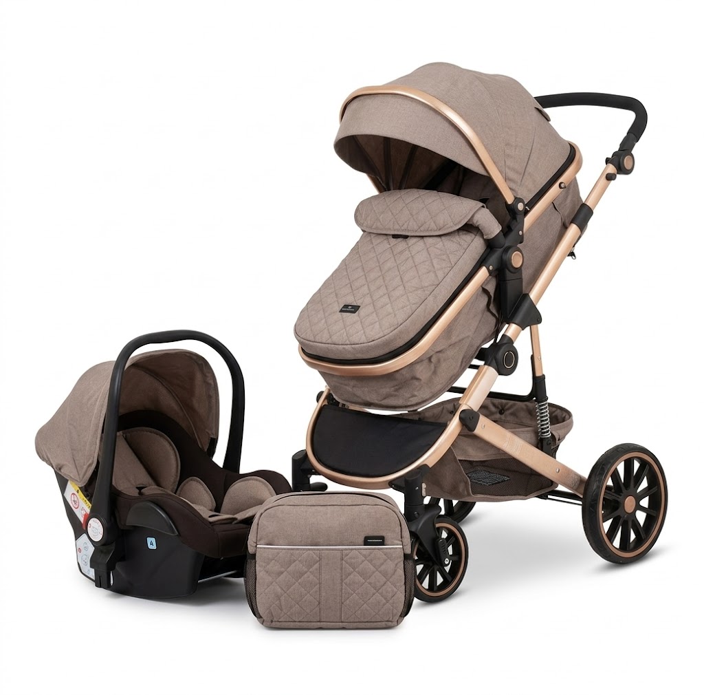 Poussette Combinée Burbay  – Ensemble Voyage avec Nacelle, Siège Auto et Sac à Langer