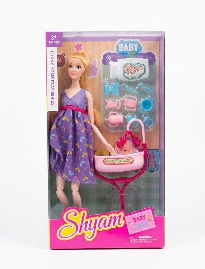 Ensemble Poupee De Mode Enfant Avec Poussette Et Bebe – Coffret Funny Home Play Shyam Avec Accessoires