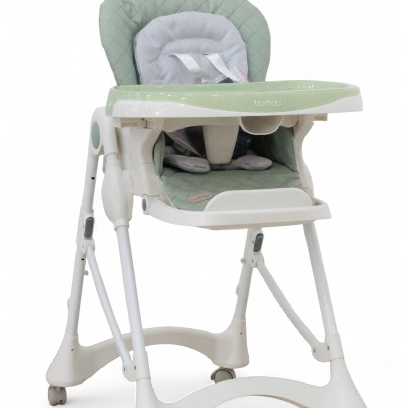 Chaise Haute Bébé Confortable et Sécurisée Vert – Plateau Amovible et Harnais