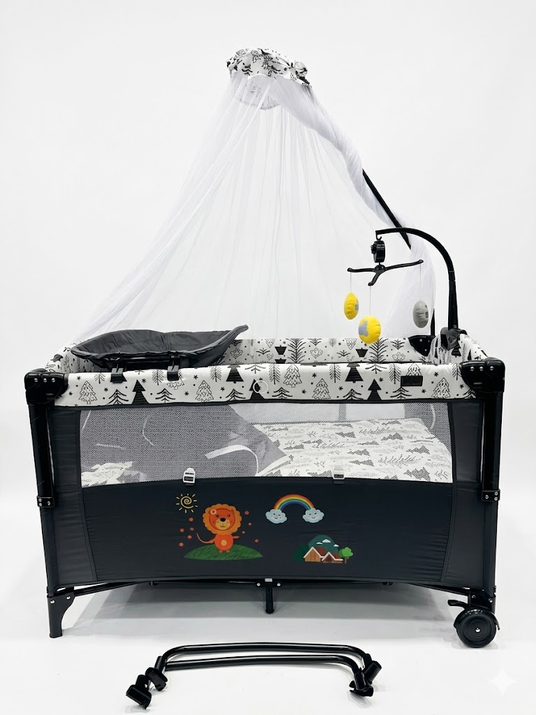 Baby Crib Burbay 3-in-1 avec Table à Langer et Moustiquaire Lit Cododo et Parc Bébé