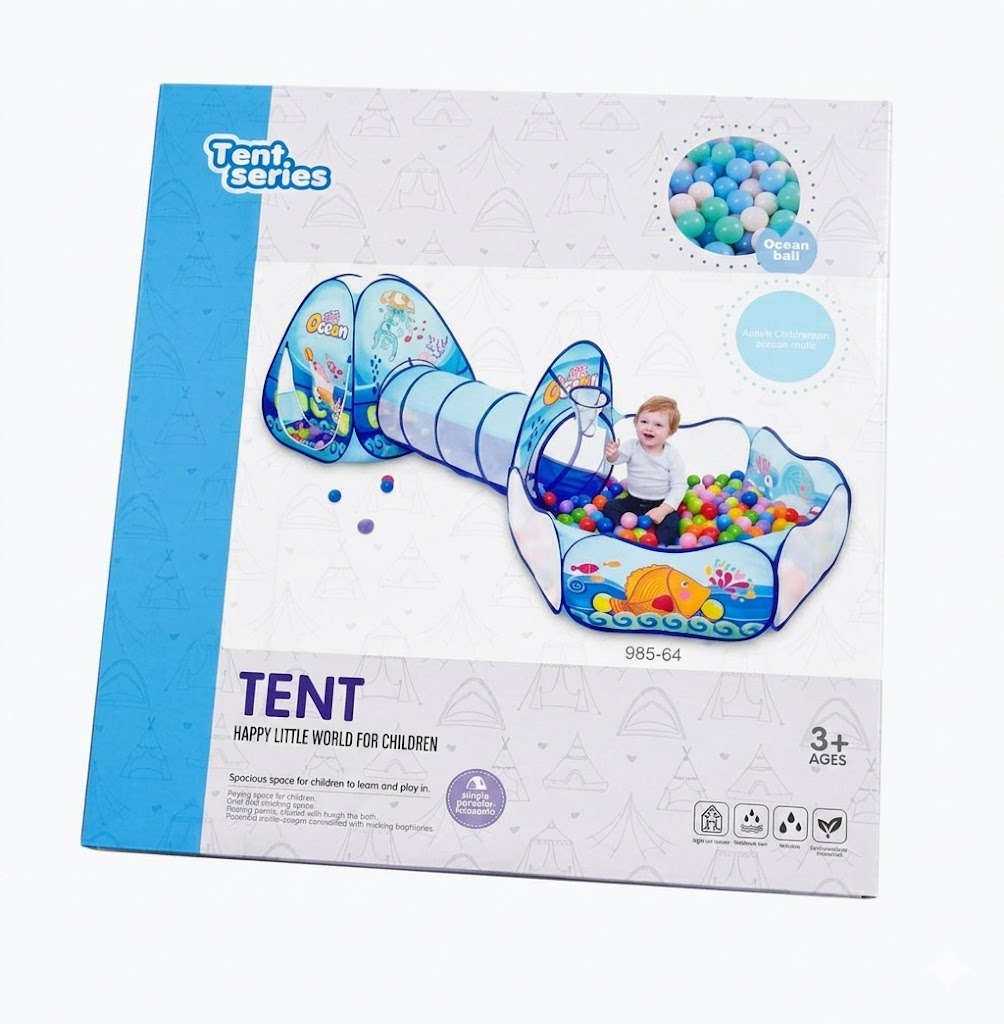 Tente de Jeu 3-en-1 Enfant avec Tunnel et Piscine à Balles