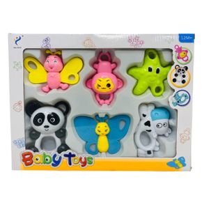 Coffret Hochets et Anneaux de Dentition Yali Toys 6 Pièces pour Bébé