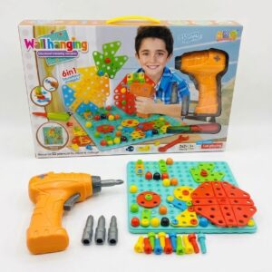 Jeu Mosaïque Créative et Construction 6-en-1 avec Visseuse Électrique Enfant