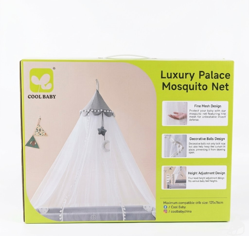 Moustiquaire Berceau Bebe Cool Baby Luxury Palace Avec Support – Protection Insectes Lit 125x76 Cm