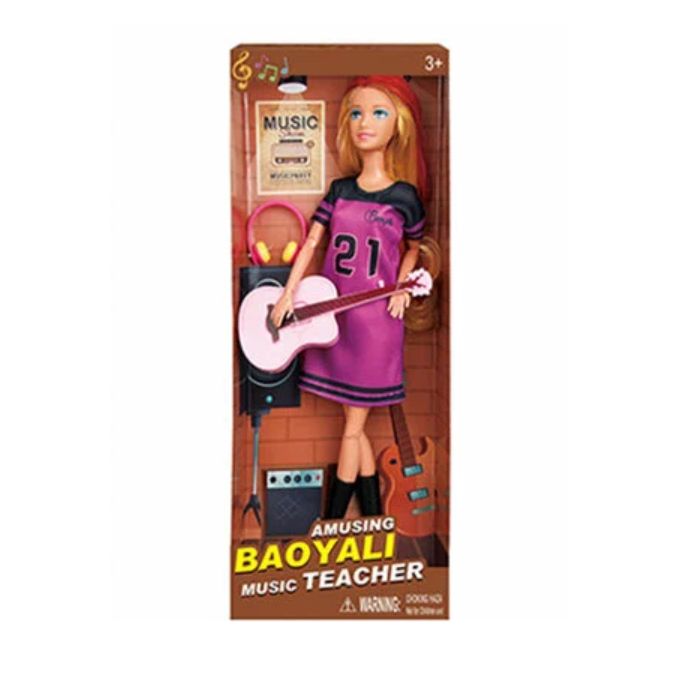 Poupée Baoyali Music Teacher avec Guitare Miniature – Jouet Articulé Enfant 3 Ans+