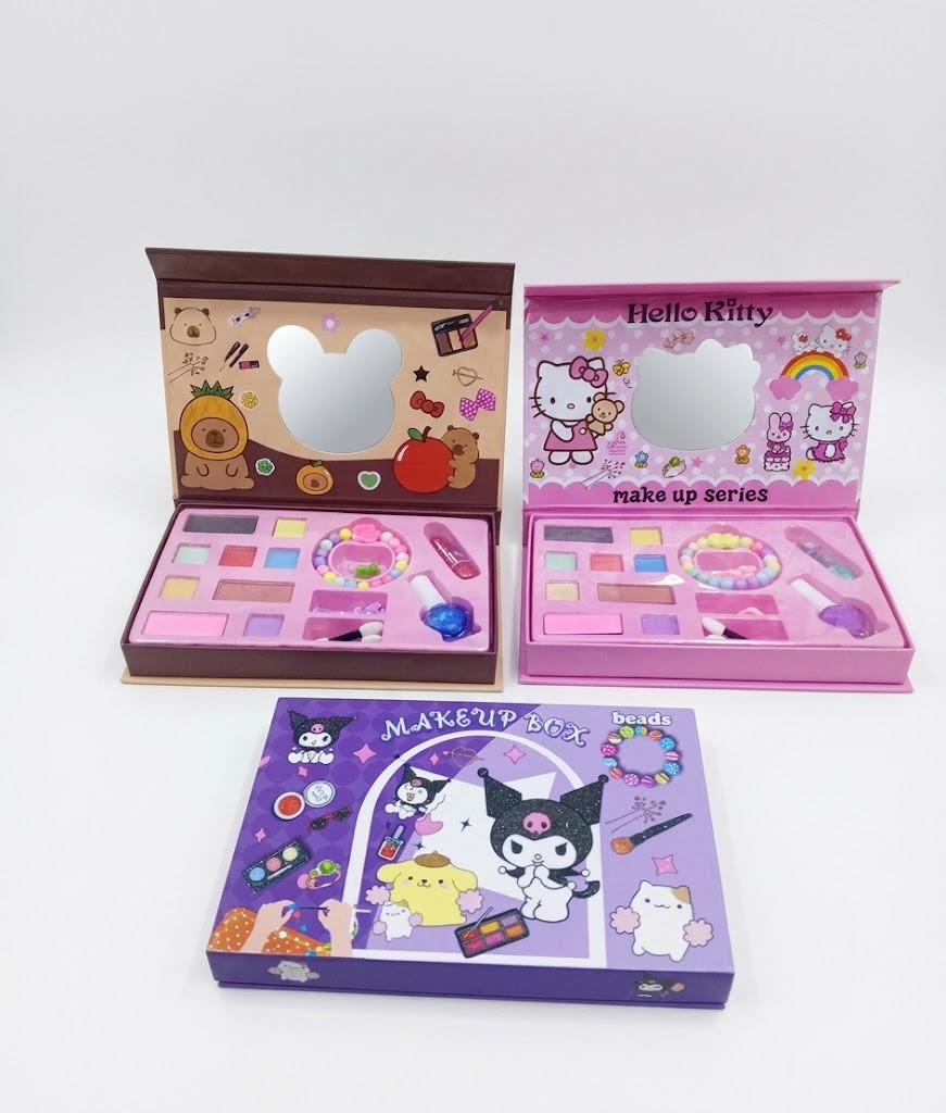 Kits de Maquillage Sanrio Enfant Kuromi et Hello Kitty avec Vernis et Accessoires
