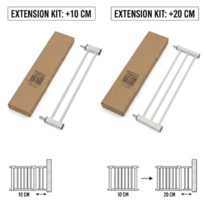 Extension de Barrière de Sécurité 10 cm et 20 cm Métal Blanc pour Bébé et Animaux