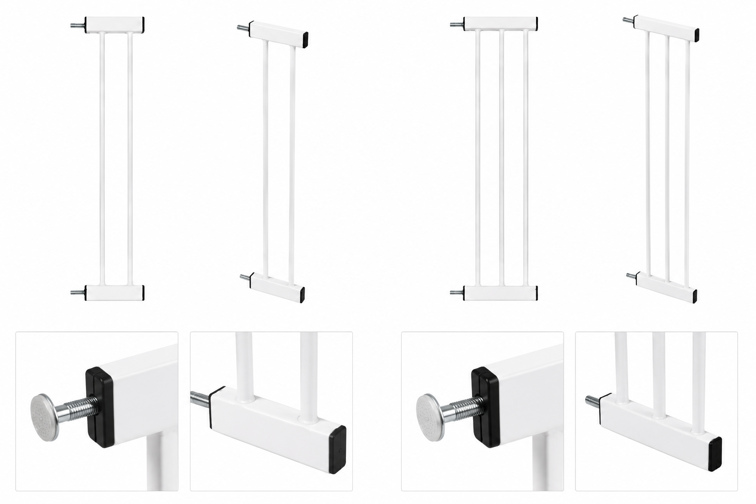 Extension de Barrière de Sécurité 10 cm et 20 cm Métal Blanc pour Bébé et Animaux