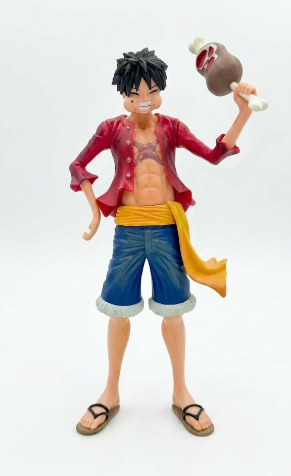 Figurine Monkey D. Luffy Chemise Rouge – Statue Anime Viande Pose Iconique