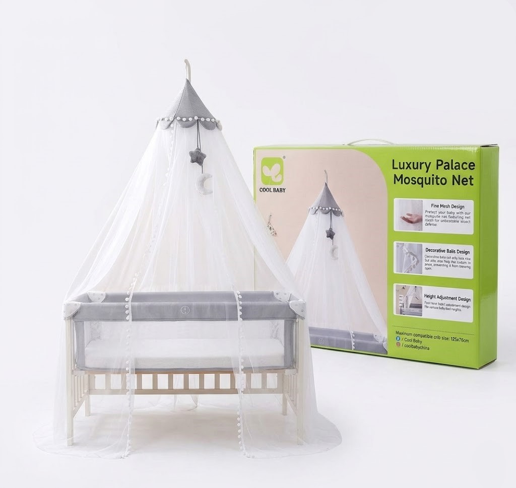 Moustiquaire Berceau Bebe Cool Baby Luxury Palace Avec Support – Protection Insectes Lit 125x76 Cm