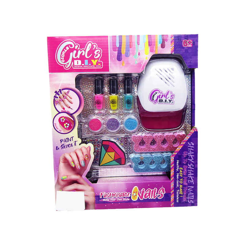 Girl's D.I.Y. Shaky Shake Nails Fashion Nail Art Set – Kit Manucure Enfant avec Séchoir et Vernis