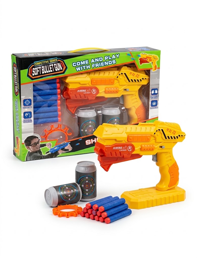 Pistolet Jouet avec Fléchettes en Mousse et Cibles de Tir pour Enfants