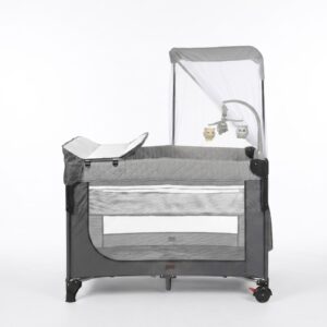 Lit Bébé PN18 Burbay Parc de Jeu et Lit Cododo avec Table à Langer et Moustiquaire