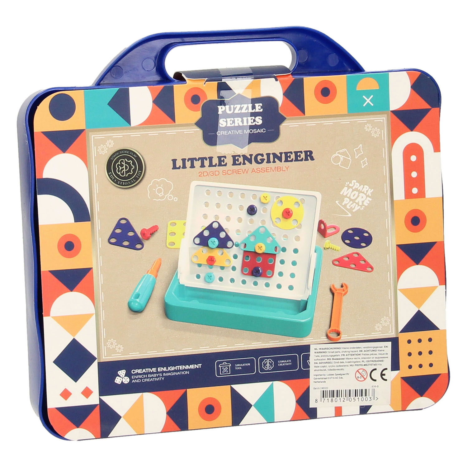 Jeu Construction STEM Enfant Little Engineer 2D 3D 144 Pieces – Jeu Assemblage Vis Educatif