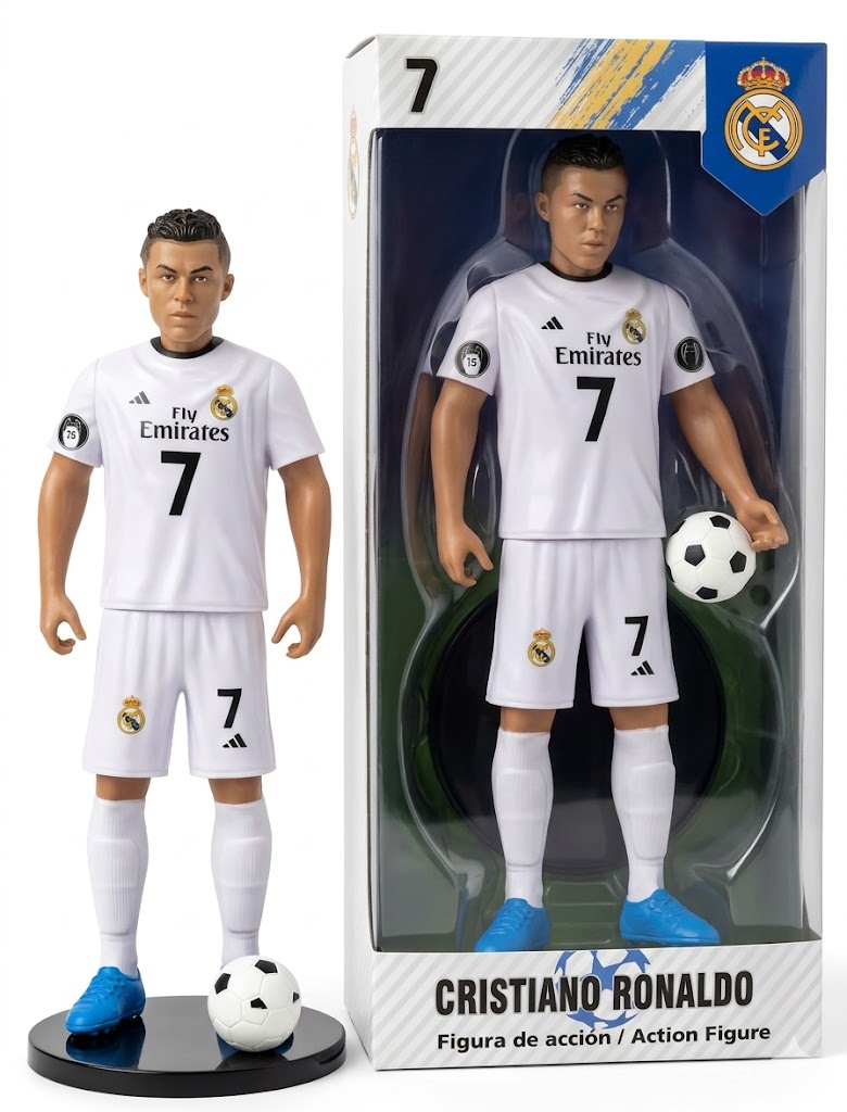 Figurine Articulée Cristiano Ronaldo Real Madrid 20 cm avec Ballon Officiel