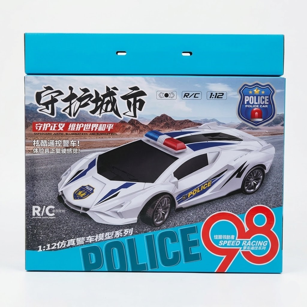 Voiture de Police Télécommandée avec Effets Sonores et Batterie Rechargeable