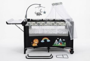 Baby Crib Burbay 3-in-1 avec Table à Langer et Moustiquaire Lit Cododo et Parc Bébé