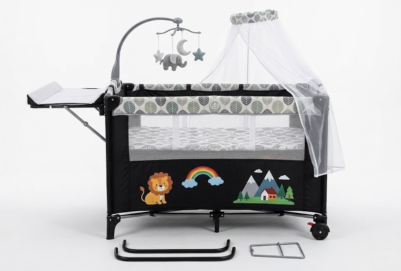 Baby Crib Burbay 3-in-1 avec Table à Langer et Moustiquaire Lit Cododo et Parc Bébé