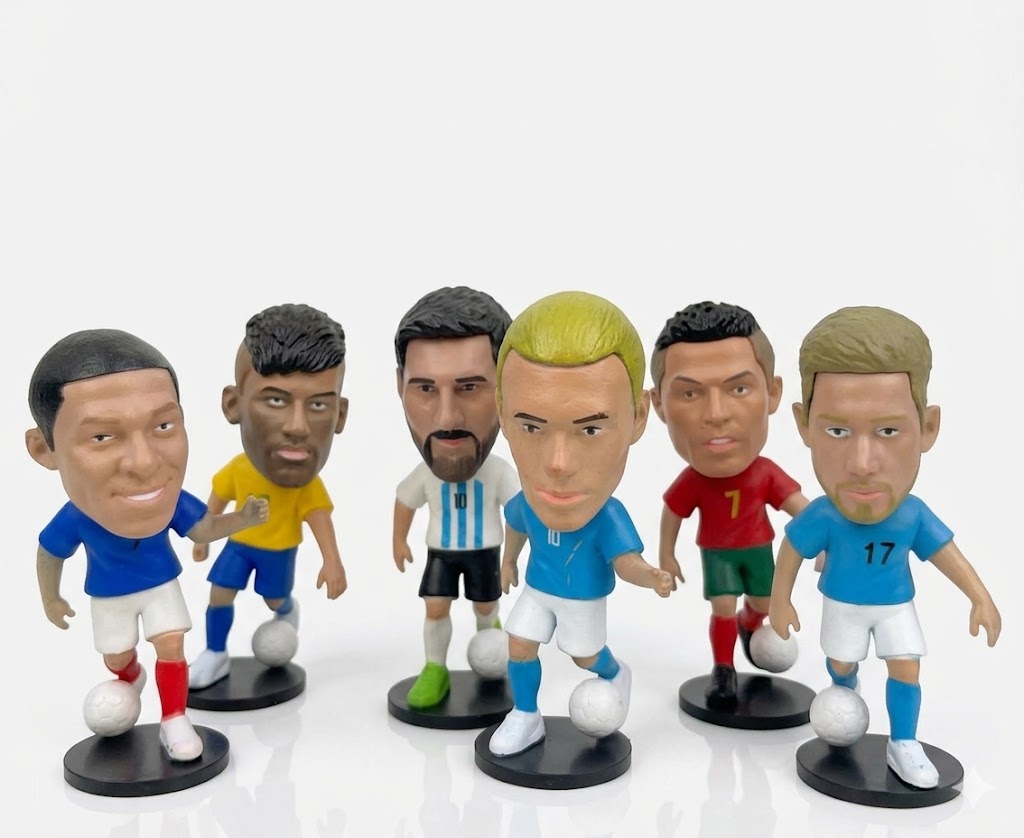 Figurines Bobblehead Stars du Football Messi Ronaldo Mbappé Neymar Haaland De Bruyne
