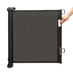 Barrière de Sécurité Rétractable Noire pour Bébé et Animaux Escaliers et Portes