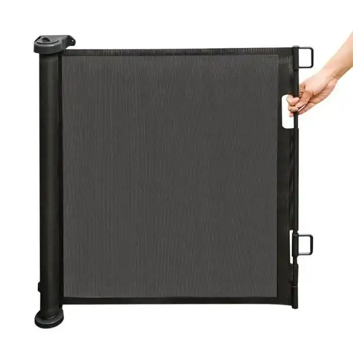 Barrière de Sécurité Rétractable Noire pour Bébé et Animaux Escaliers et Portes