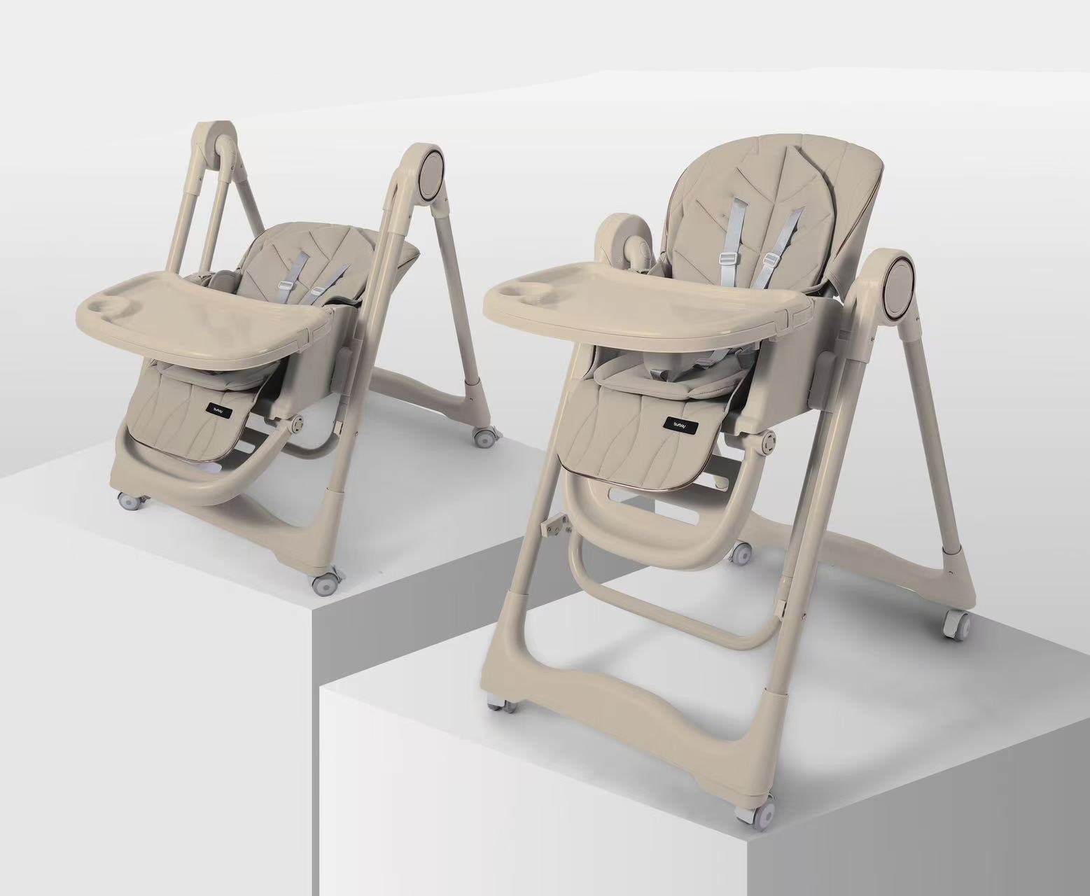Chaise Haute Évolutive AG600 Burbay 2-en-1 avec Fonction Balancelle et Dossier Inclinable