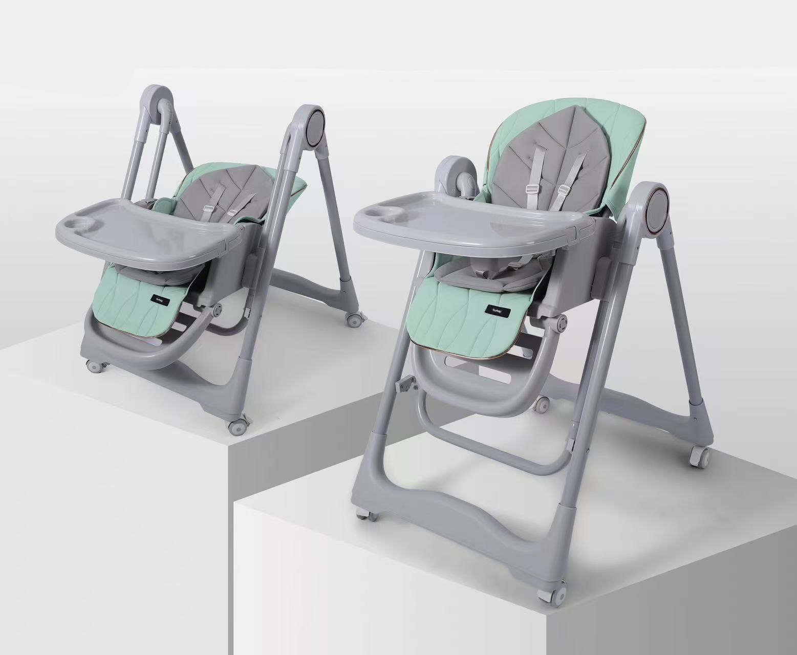 Chaise Haute Évolutive AG600 Burbay 2-en-1 avec Fonction Balancelle et Dossier Inclinable