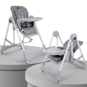 Chaise Haute AC8121 Burbay 2-en-1 avec Fonction Balancelle et Double Plateau