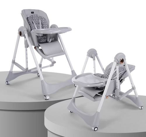 Chaise Haute AC8121 Burbay 2-en-1 avec Fonction Balancelle et Double Plateau