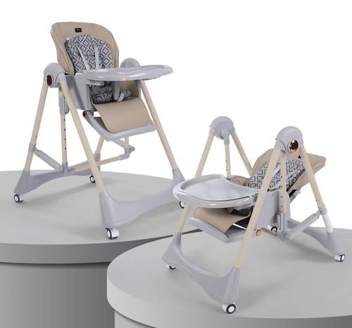 Chaise Haute AC8121 Burbay 2-en-1 avec Fonction Balancelle et Double Plateau