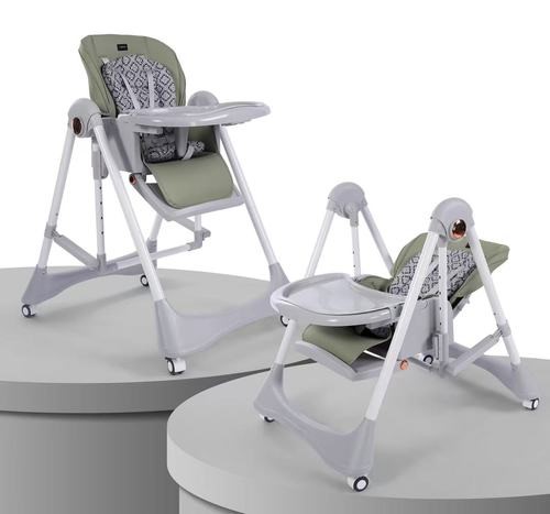Chaise Haute AC8121 Burbay 2-en-1 avec Fonction Balancelle et Double Plateau