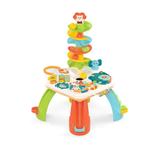 Table d’Activités Bébé Huanger HE0519 avec Toboggan à Balles et Engrenages