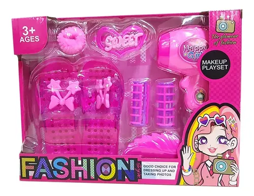 Ensemble de Jeu de Beauté Fashion Girl Accessoires Coiffure Maquillage Enfant 3 Ans+