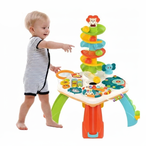 Table d’Activités Bébé Huanger HE0519 avec Toboggan à Balles et Engrenages