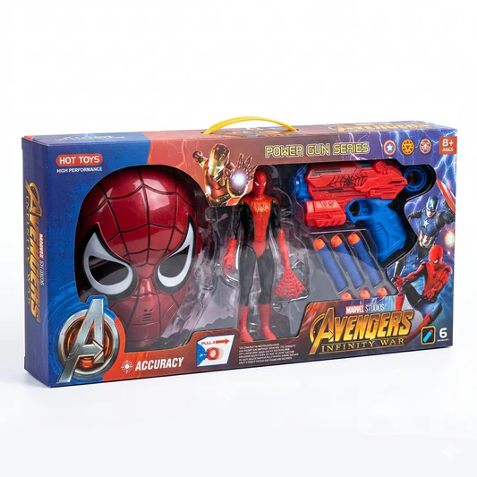 Power Gun avec Masque Spider-Man et Figurine Articulée