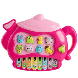 Orgue Électronique Enfant Théière Rose Sons Animaux et Mélodies – Jouet Musical Éducatif