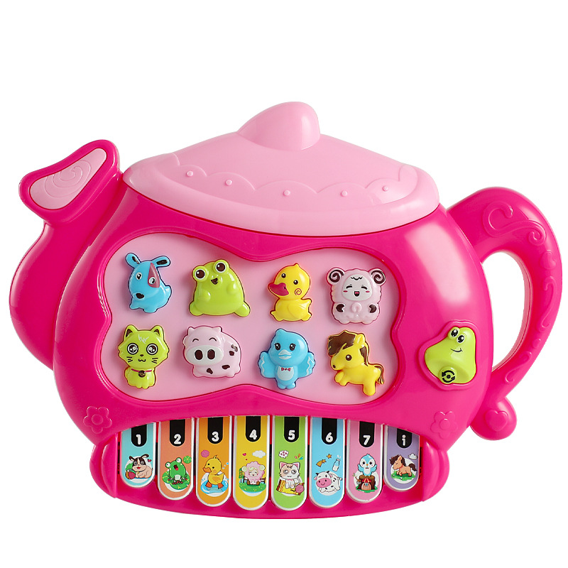 Orgue Électronique Enfant Théière Rose Sons Animaux et Mélodies – Jouet Musical Éducatif